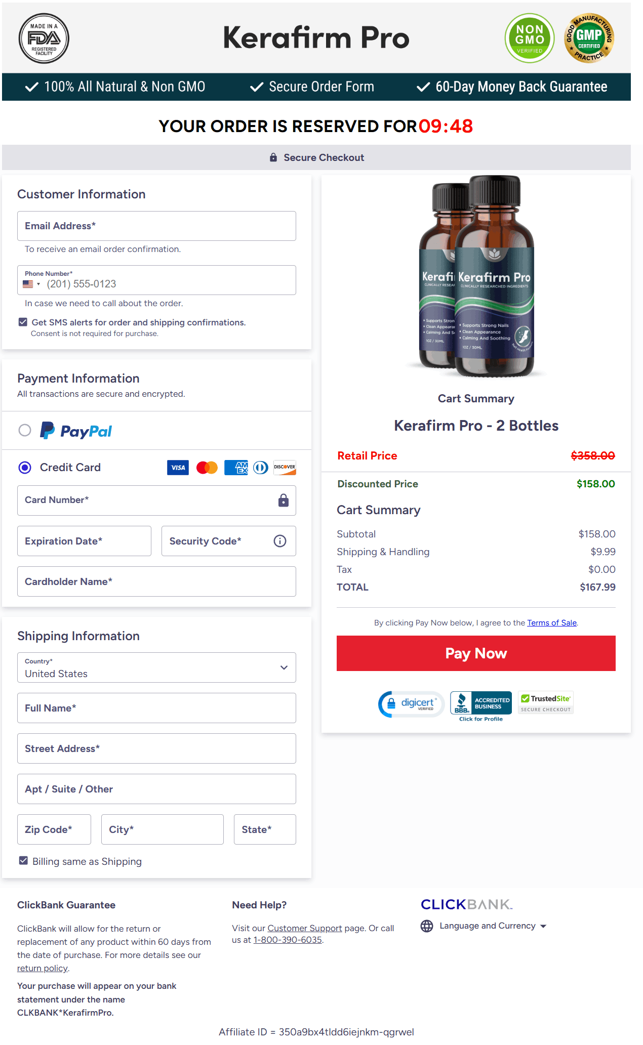 KeraFirm Pro order-page